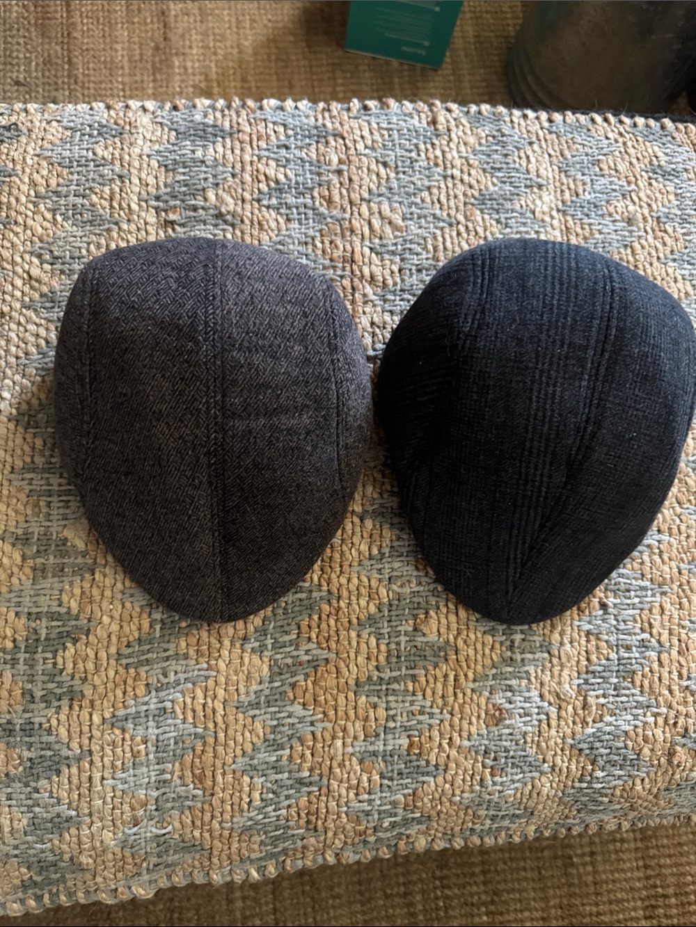 Men's Two Classic Flat Caps— Charcoal and Black